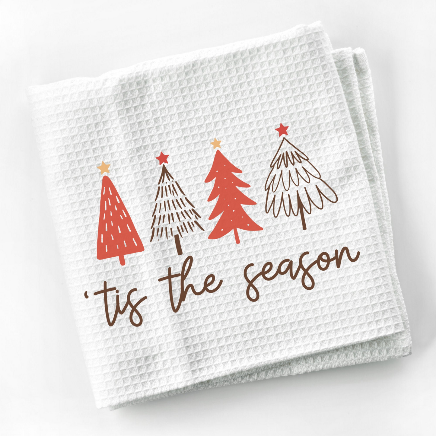 Christmas Farmhouse Tis Season Tea Towel , Decorative Christmas Kitchen Hand Towel for Airbnb Xmas Decor, Holiday Kitchen Gift Dish Towel