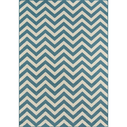 Contemporary Rectangle Area Rug, Blue, 5'3" X 7'6"