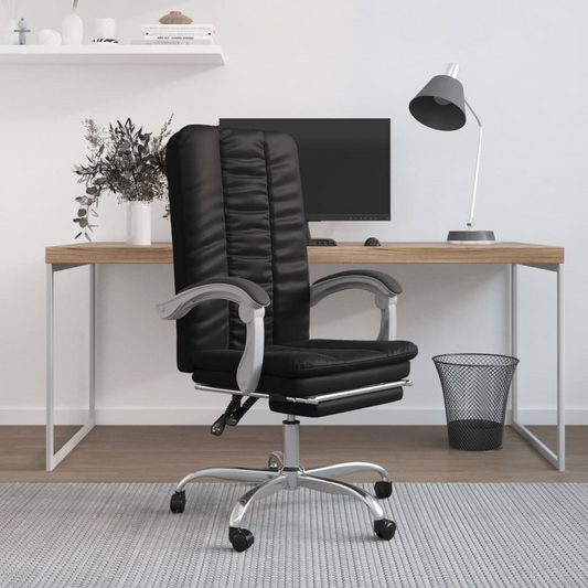 vidaXL Reclining Office Chair Black Faux Leather