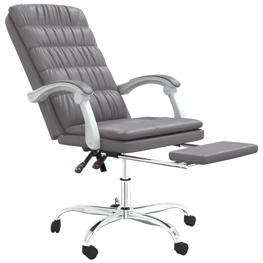 vidaXL Reclining Office Chair Gray Faux Leather