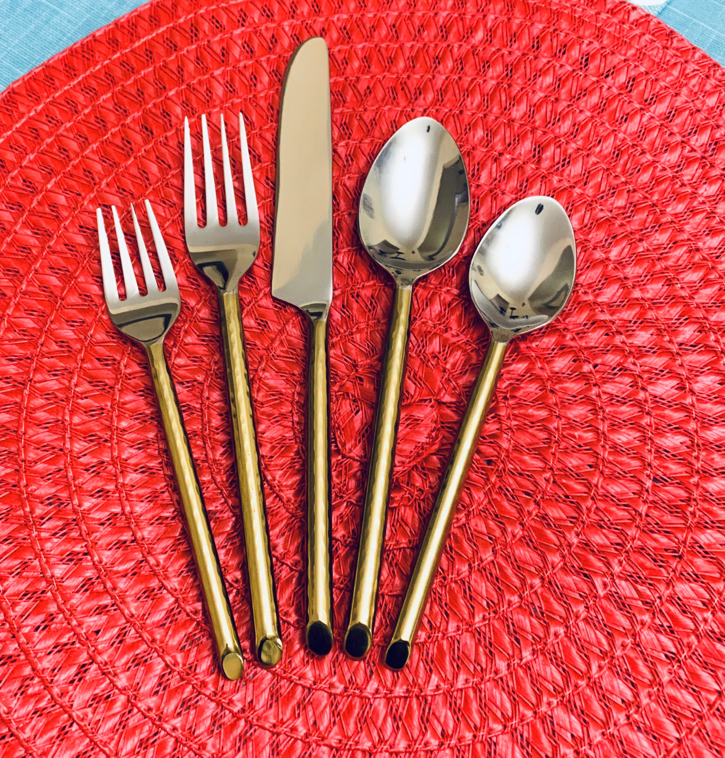 Vibhsa Stainless Steel Gold Flatware set of 20 pieces