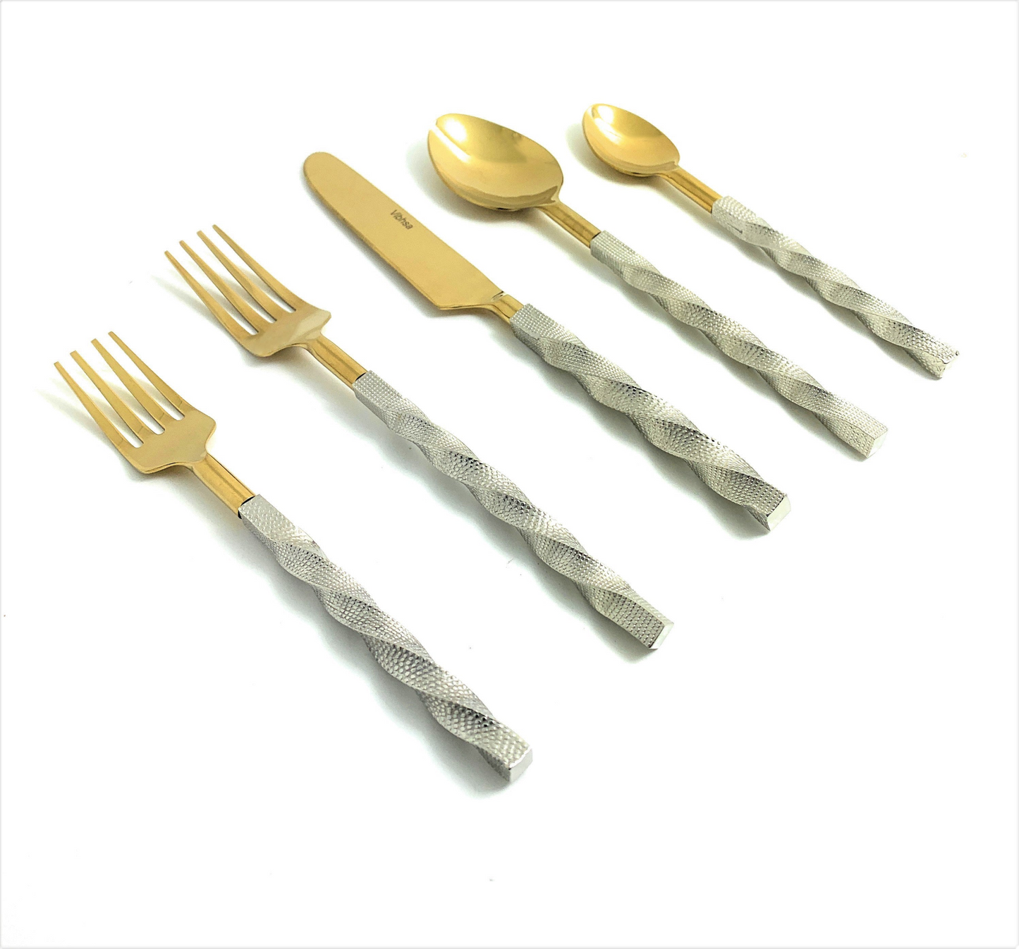 Golden Stainless Steel Flatware Set of 20 PC (Twsited)