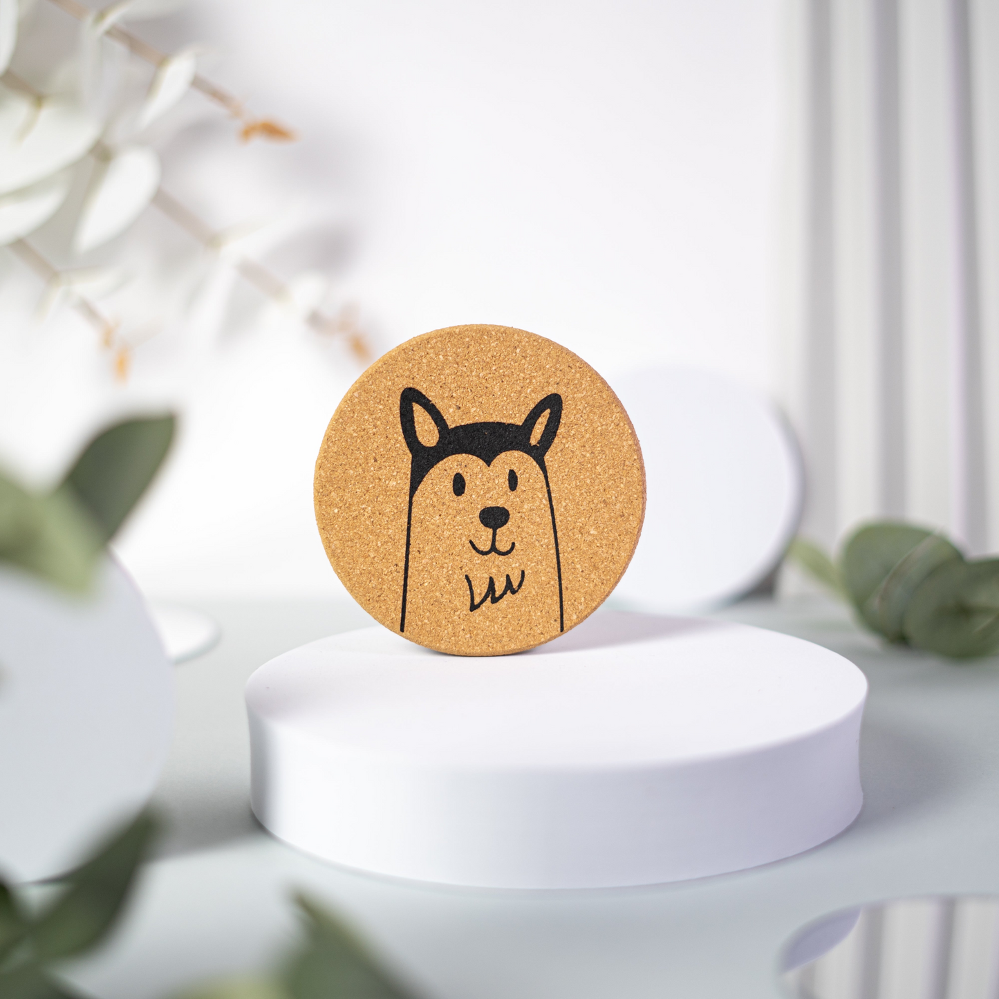 PUPPIES - Cute dog Cork coasters, round, set of 6