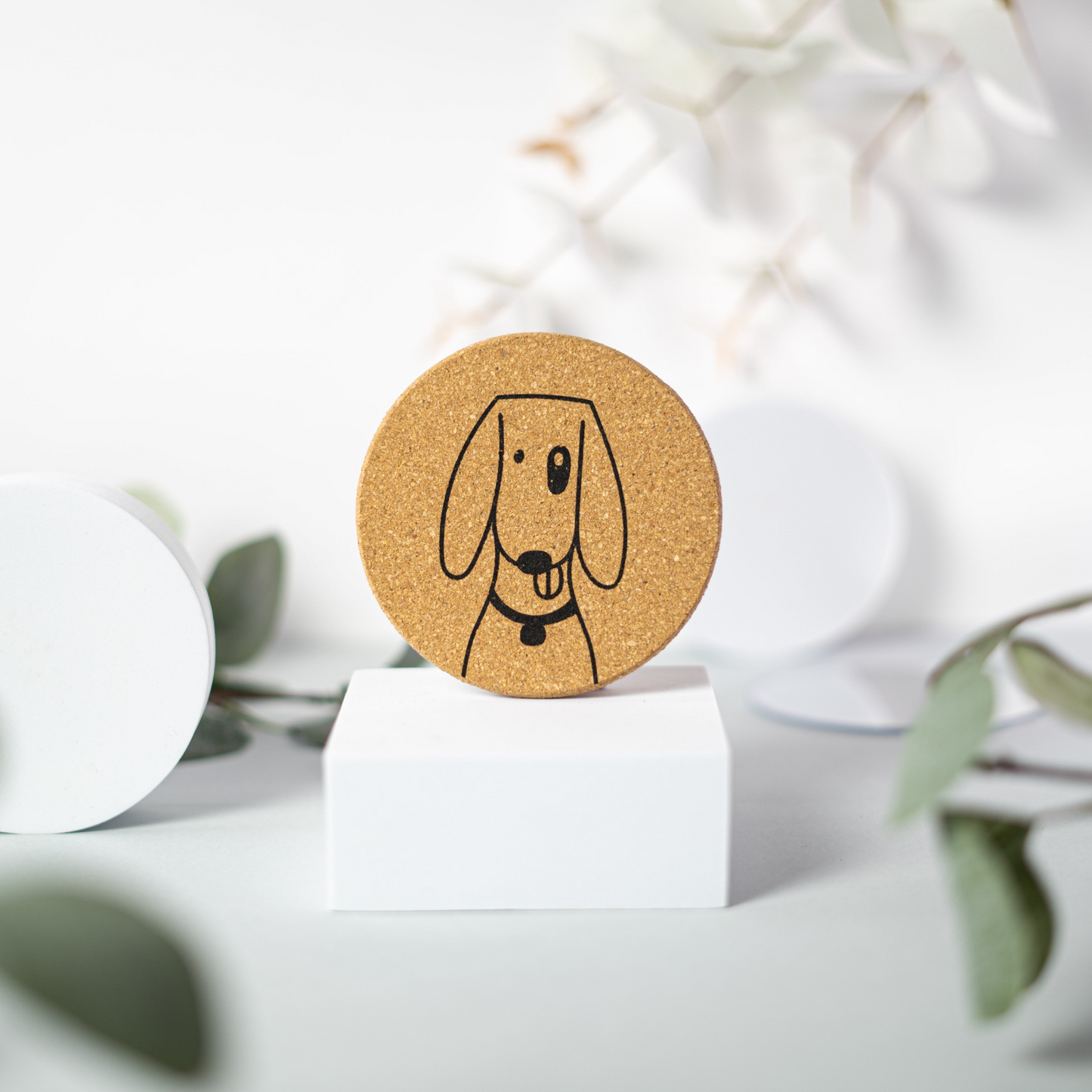 PUPPIES - Cute dog Cork coasters, round, set of 6