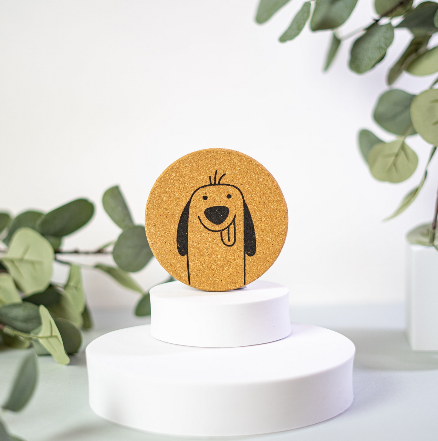 PUPPIES - Cute dog Cork coasters, round, set of 6