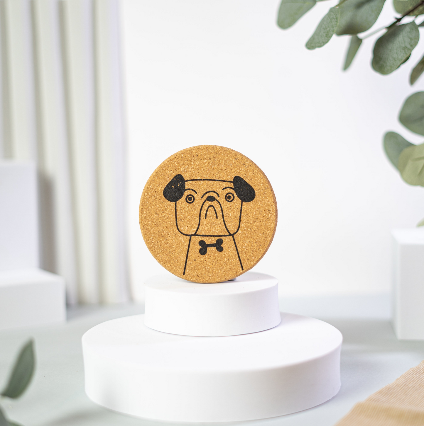 PUPPIES - Cute dog Cork coasters, round, set of 6