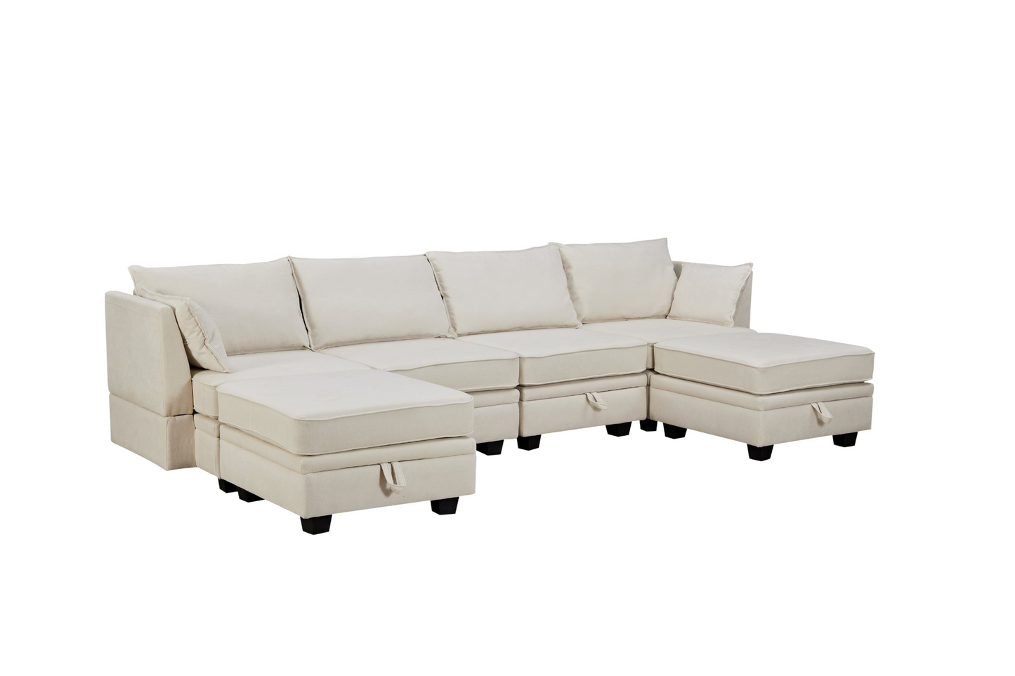 Modern Large U-Shape Modular Sectional Sofa,  Convertible Sofa Bed with Reversible Chaise for Living Room, Storage Seat