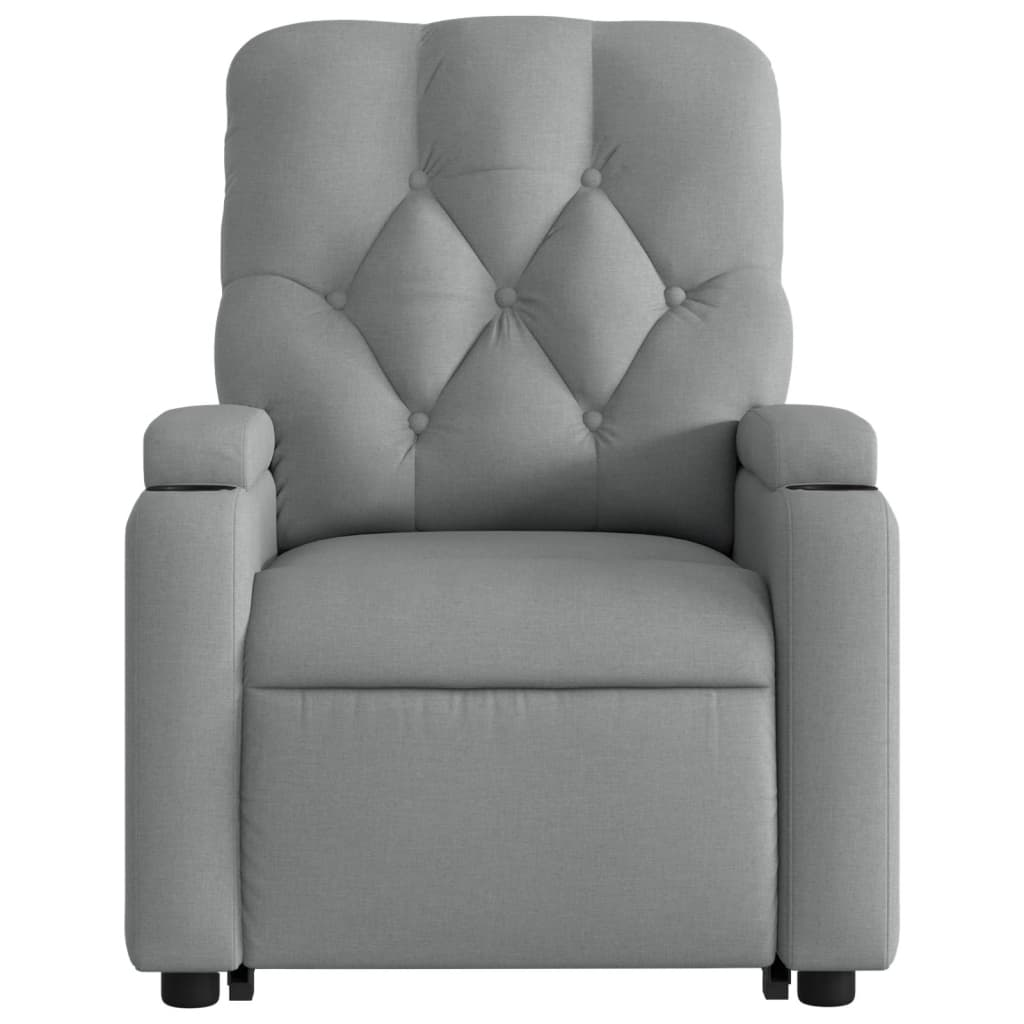 vidaXL Electric Stand up Massage Recliner Chair Light Gray Fabric