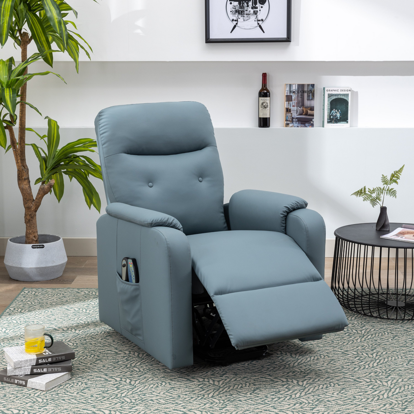 Massage Recliner Chair Electric Power Lift Chairs with Side Pocket, Adjustable Massage and Heating Function for Adults and Seniors, Squirrel grey