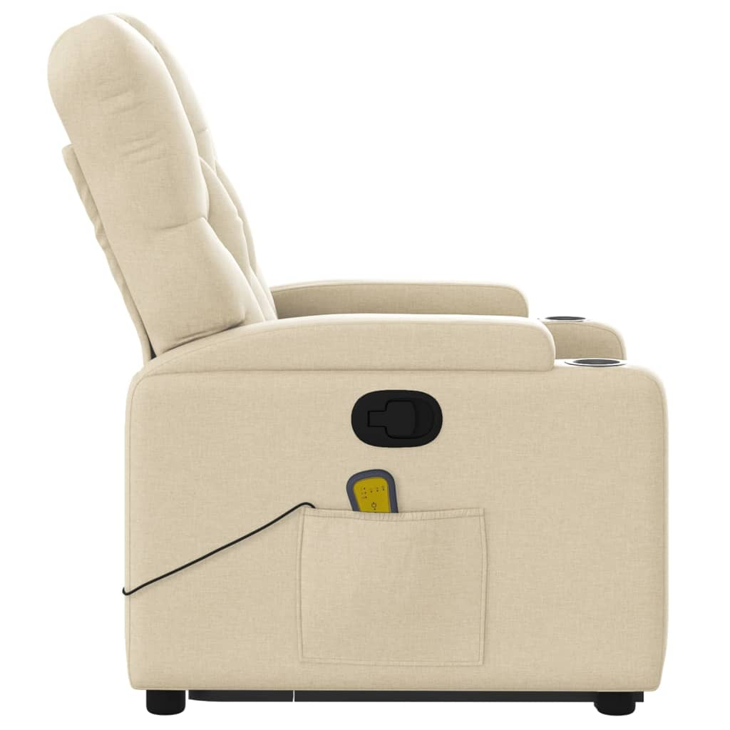 vidaXL Stand up Massage Recliner Chair Cream Fabric