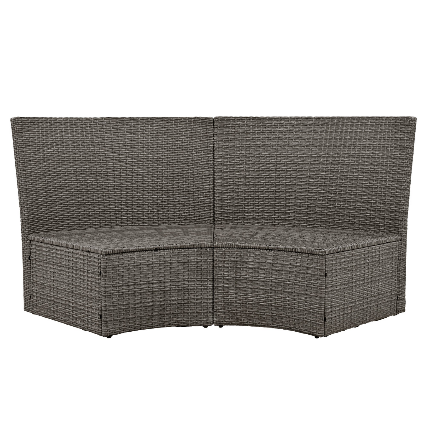 Patio 5-Piece Round Rattan Sectional Sofa Set All-Weather PE Wicker Sunbed Daybed with Round Liftable Table and Washable Cushions for Outdoor Backyard Poolside, Gray