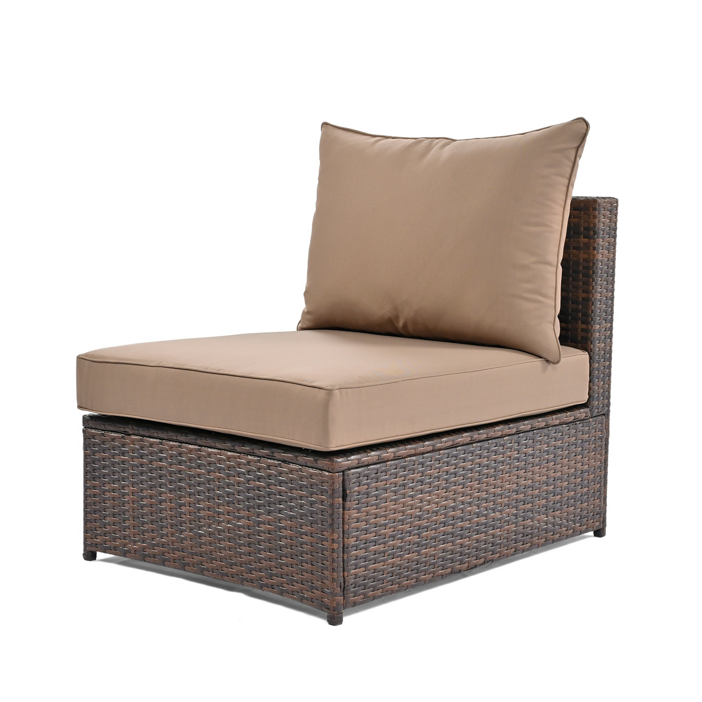 6-Piece Patio Outdoor Conversation Round Sofa Set, PE Wicker Rattan Separate Seating Group with Coffee Table, Brown