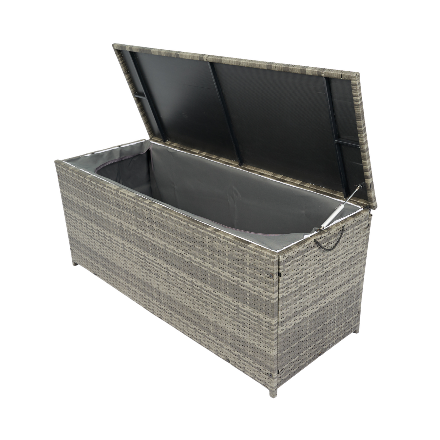 Outdoor Storage Box, 113 Gallon Wicker Patio Deck Boxes with Lid, Outdoor Cushion Storage for Kids Toys, Pillows, Towel Grey Wicker