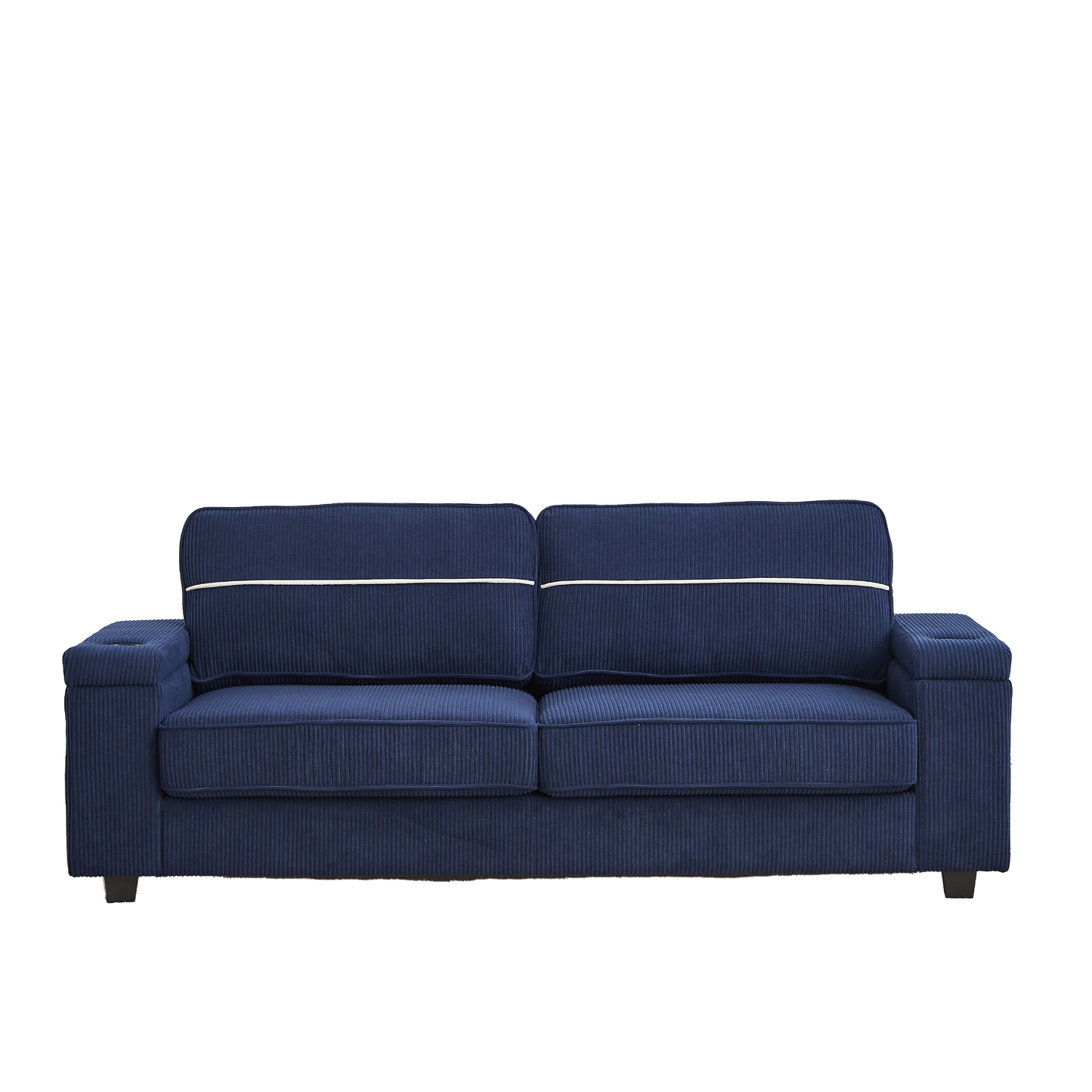 86.5 inch Sofa Couch- Deep Seat Sofa with two storage spaces, T-Pyce Charging Ports , USB Charging Ports & 2 Cup ,Corduroy 3 Seater Couch, Modern Sofas for Living Room