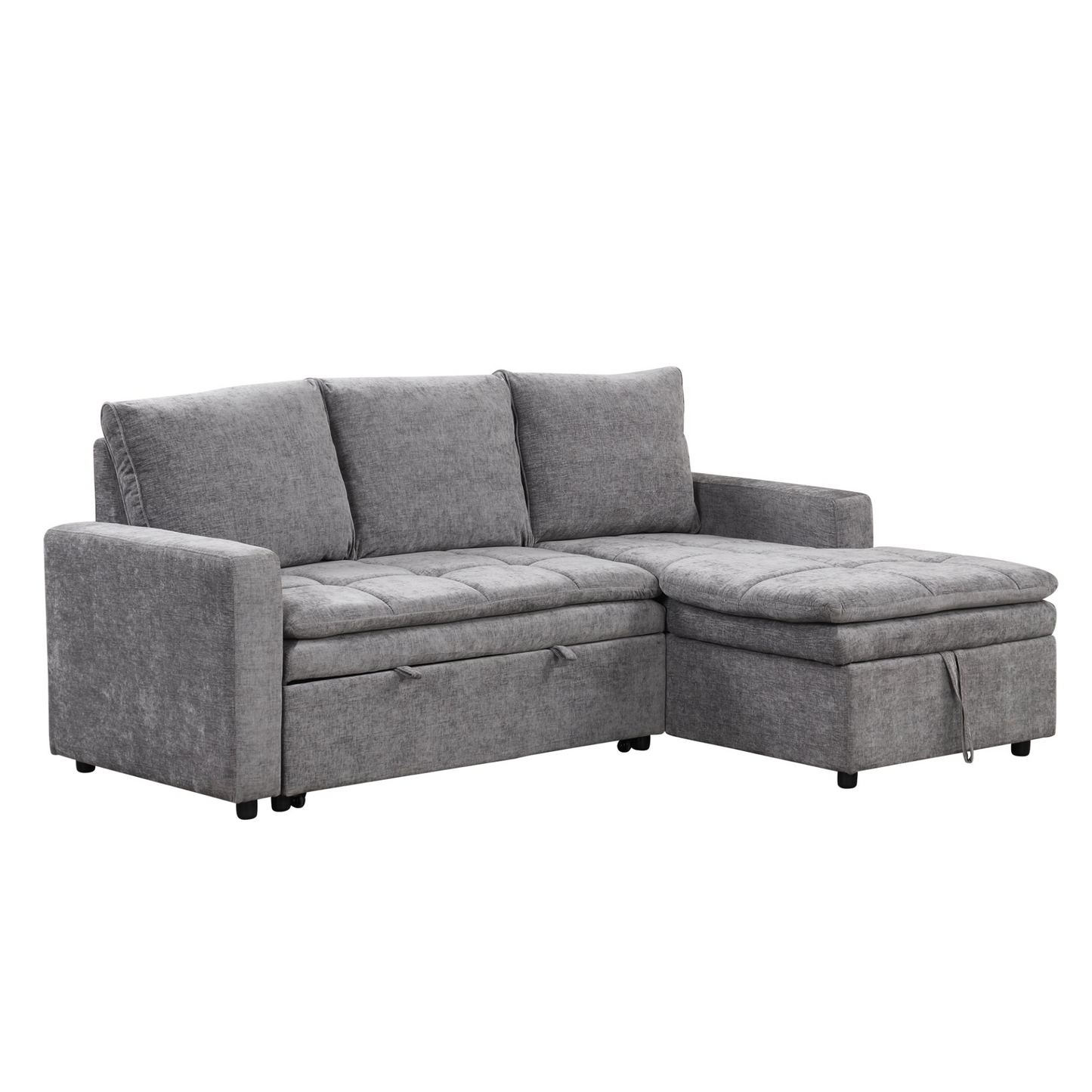 Soft Upholstered Sectional Sofa Bed with Storage Space, Suitable for Living Rooms and Apartments.