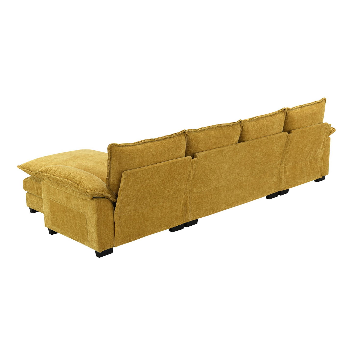 118*55" Modern L-shaped Chenille Cloud Sofa with Double Seat Cushions,5-seat Upholstered Indoor Furniture,Sleeper Sofa Couch with Chaise Lounge for Living Room,Apartment,3 Colors