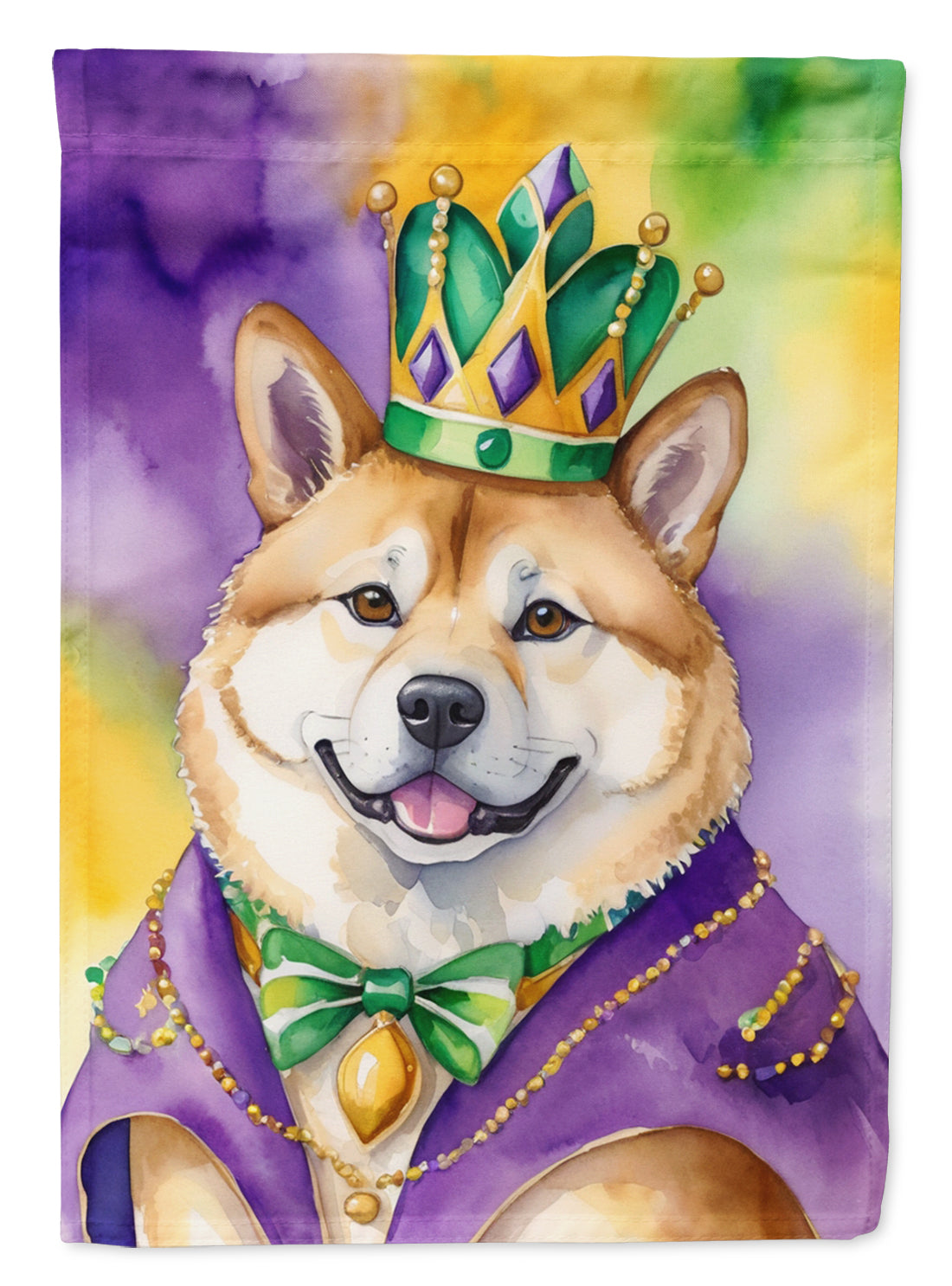 Akita King of Mardi Gras House Flag