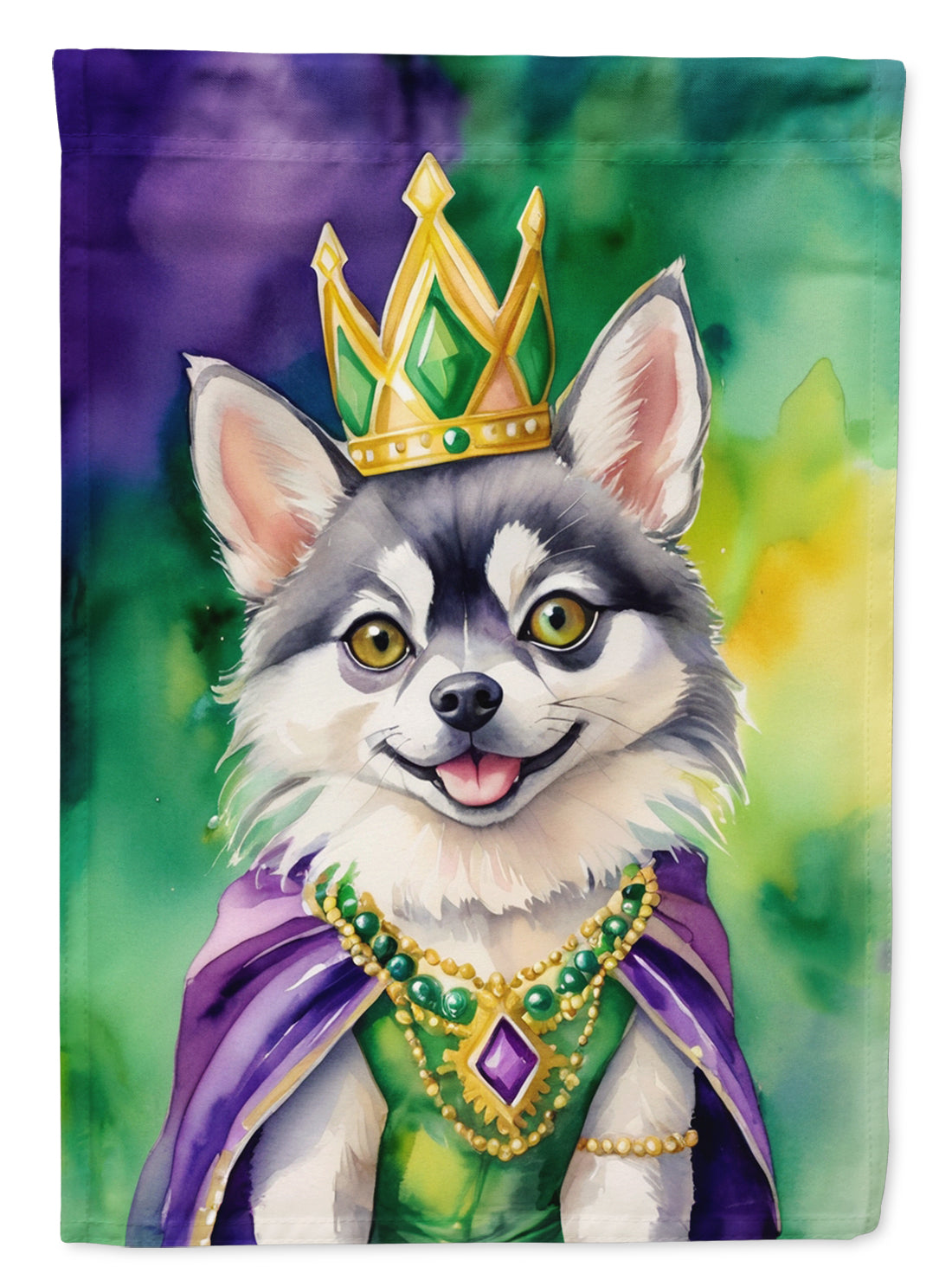 Alaskan Klee Kai King of Mardi Gras House Flag