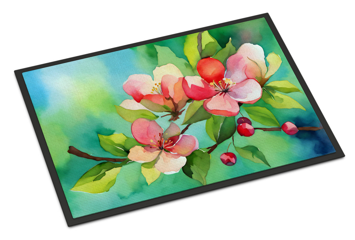 Arkansas Apple Blossom in Watercolor Doormat