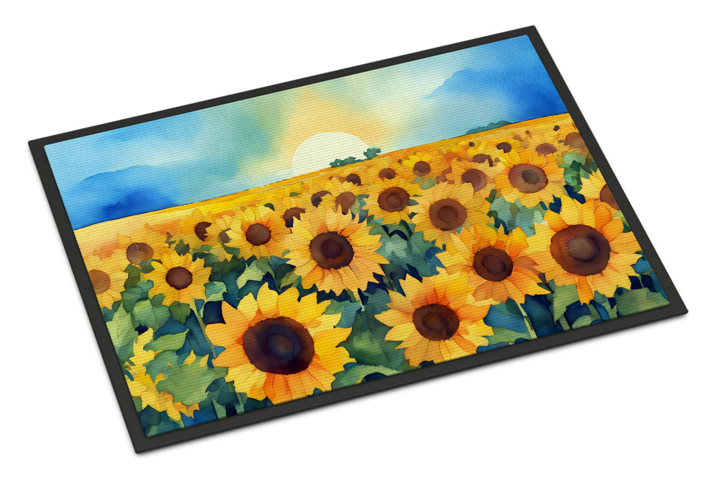 Kansas Sunflowers in Watercolor Doormat