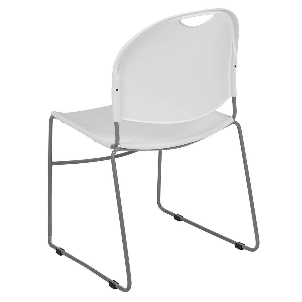 880 lb. Capacity White Ultra-Compact Stack Chair with Silver Powder Coated Frame