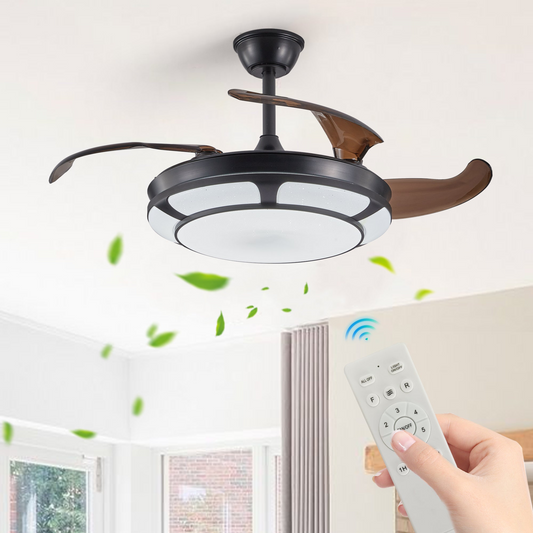 Modern Minimalist Invisible Ceiling Fan Light - Retractable Fan With LED Fixtures - For Living Room, Bedroom and Dining room