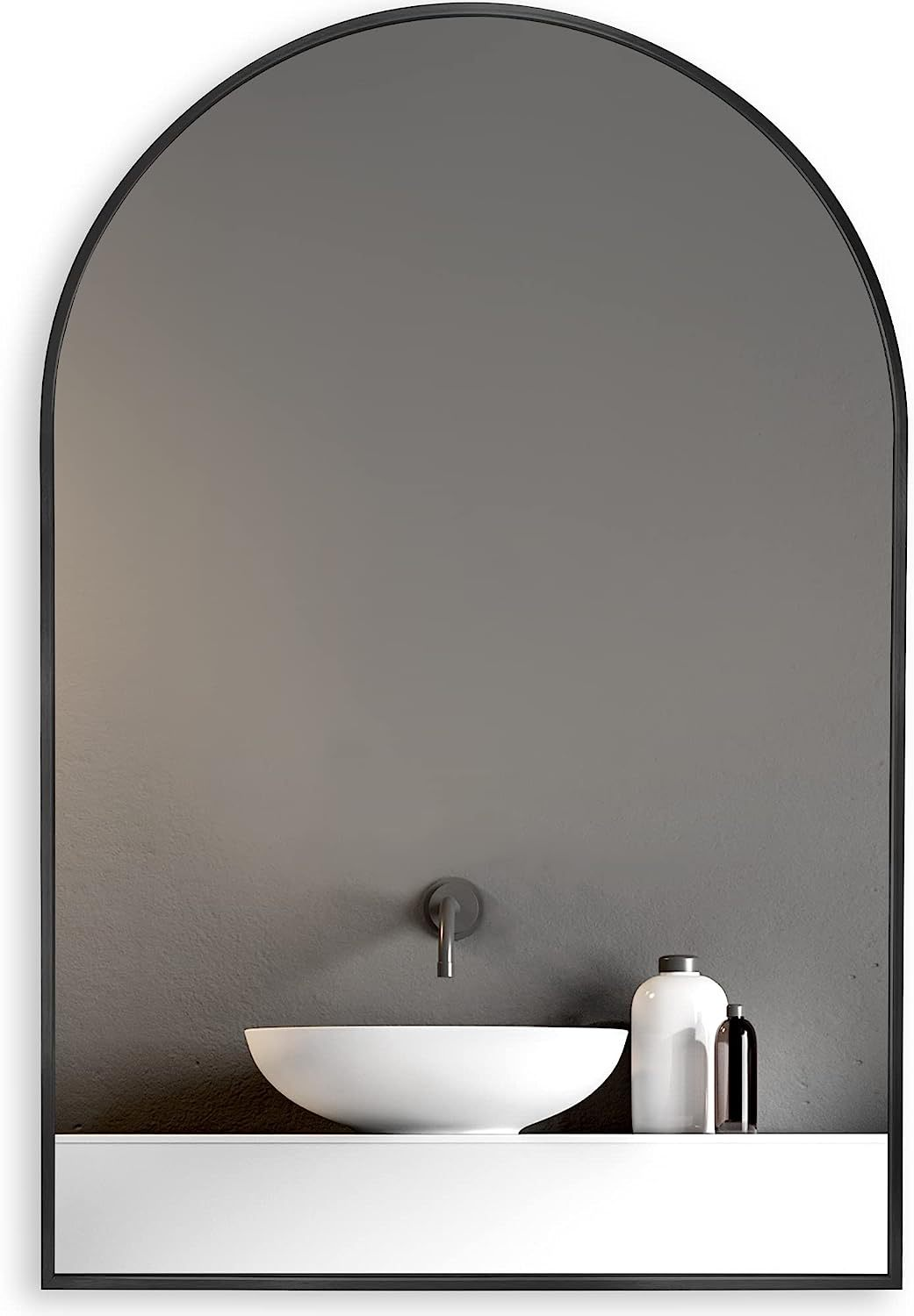 Black 20x30 INCH Metal Arch Barhroom mirror