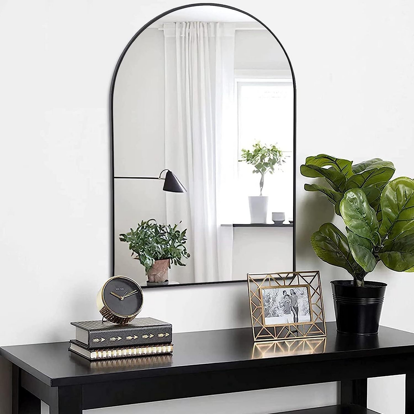 Black 20x30 INCH Metal Arch Barhroom mirror