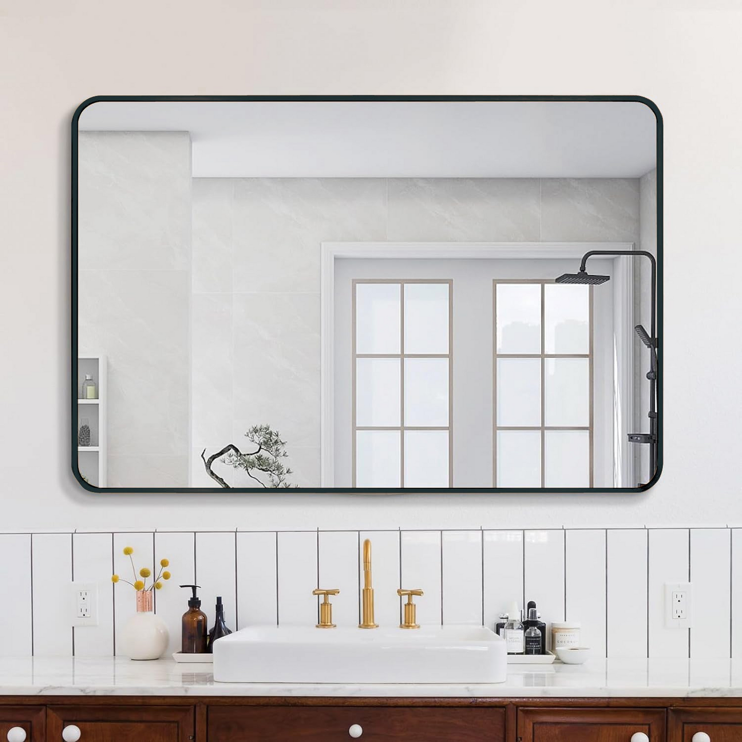 Black 30 "x40" Rectangular Bathroom Wall Mirror