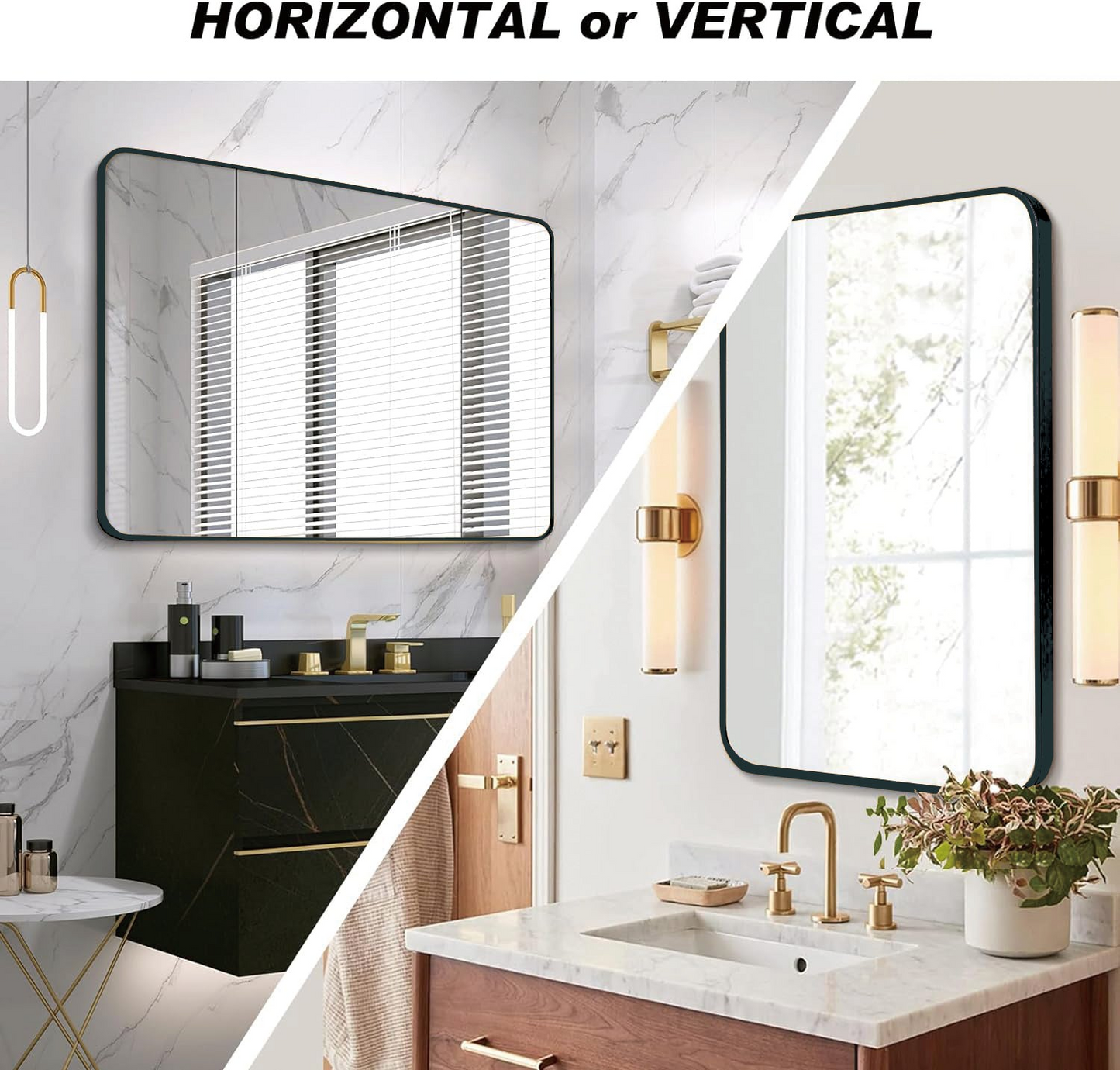 Black 30 "x40" Rectangular Bathroom Wall Mirror