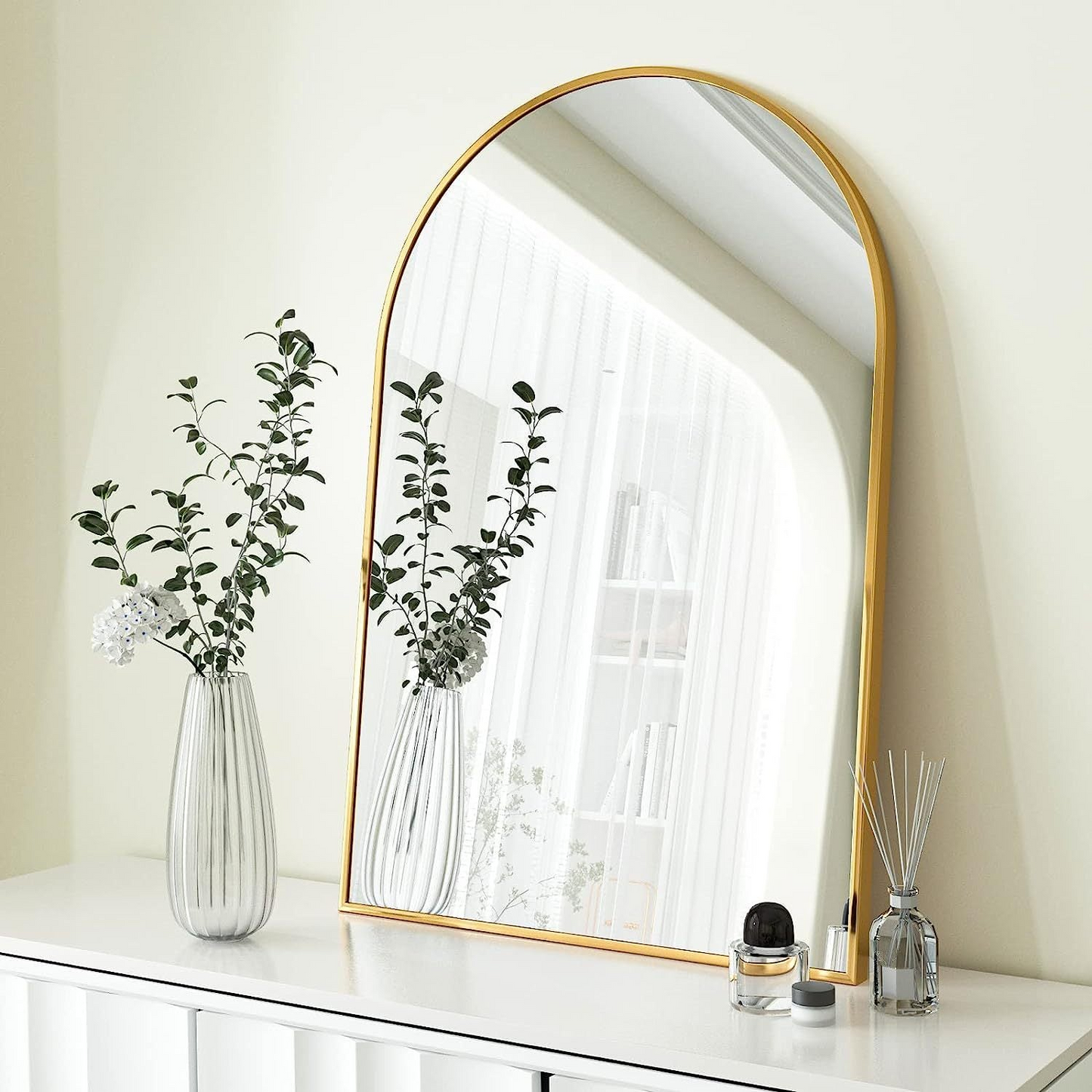 Gold 24x36 INCH Metal Arch Barhroom mirror