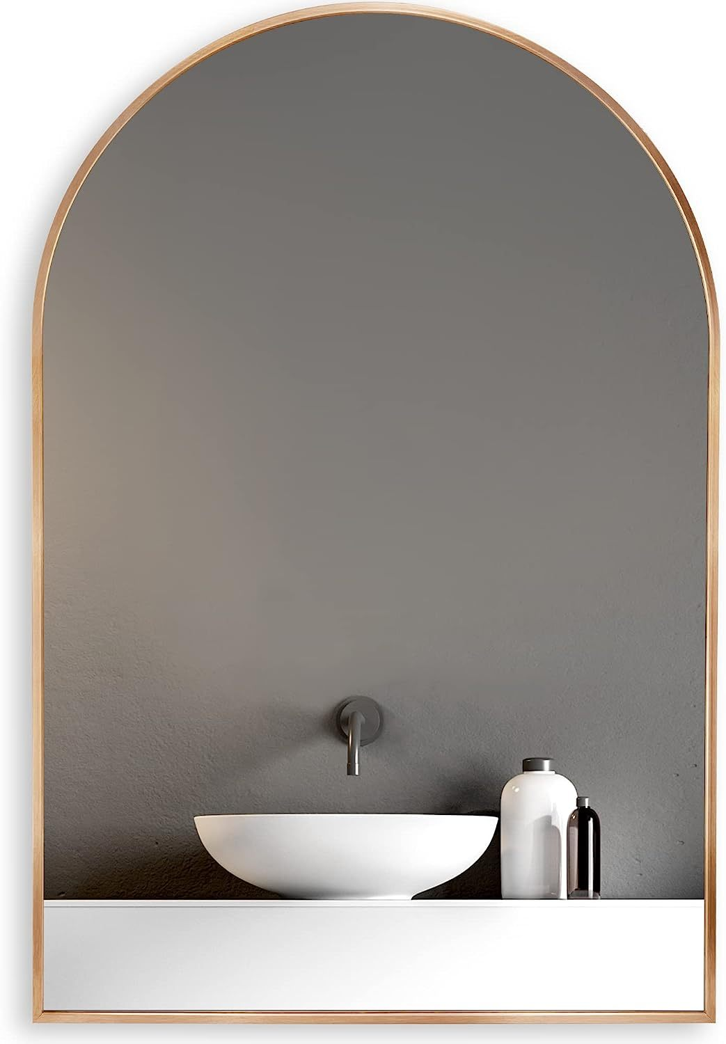 Gold 24x36 INCH Metal Arch Barhroom mirror