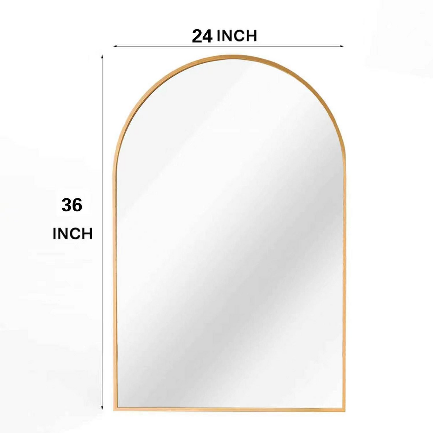 Gold 24x36 INCH Metal Arch Barhroom mirror