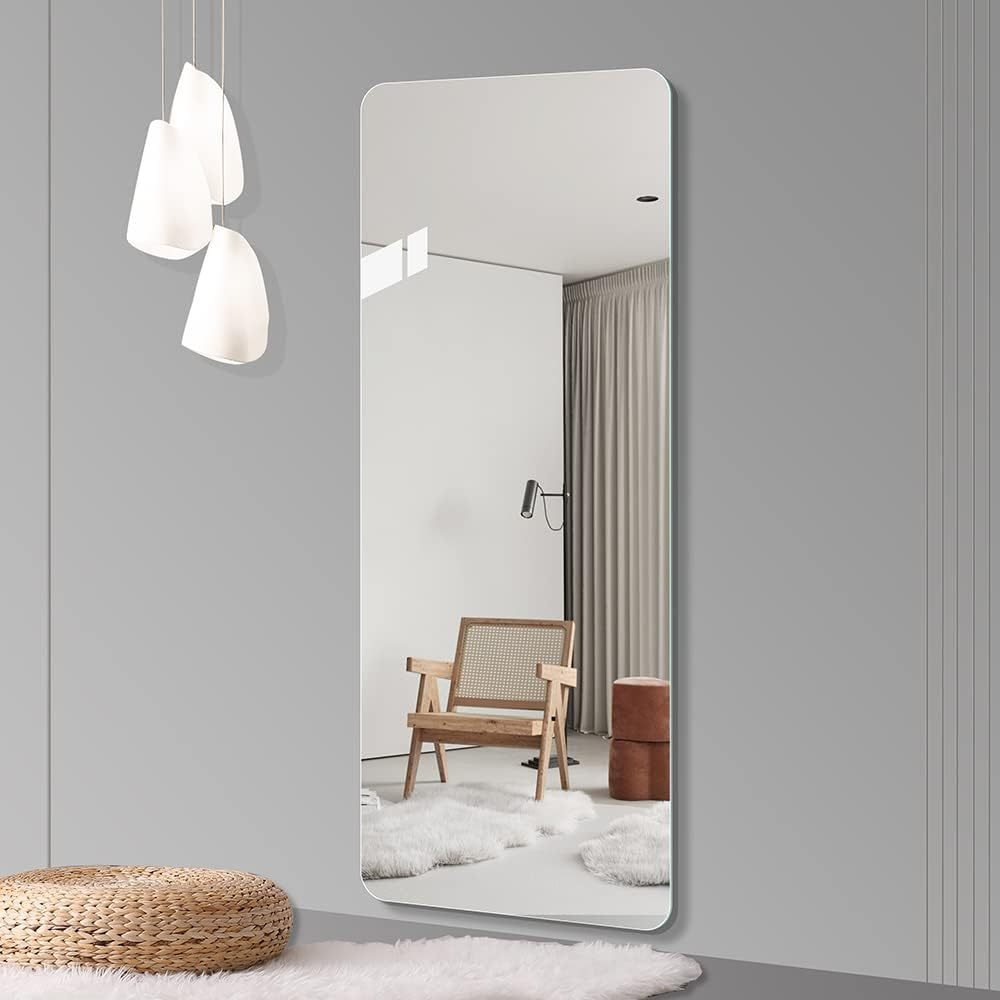 65"x 24" inch Full Body round corner mirror for Living Room Bedroom Cloakroom Wall hanging with hanging hole High quality 5mm silver mirror  Explosion-proof glass