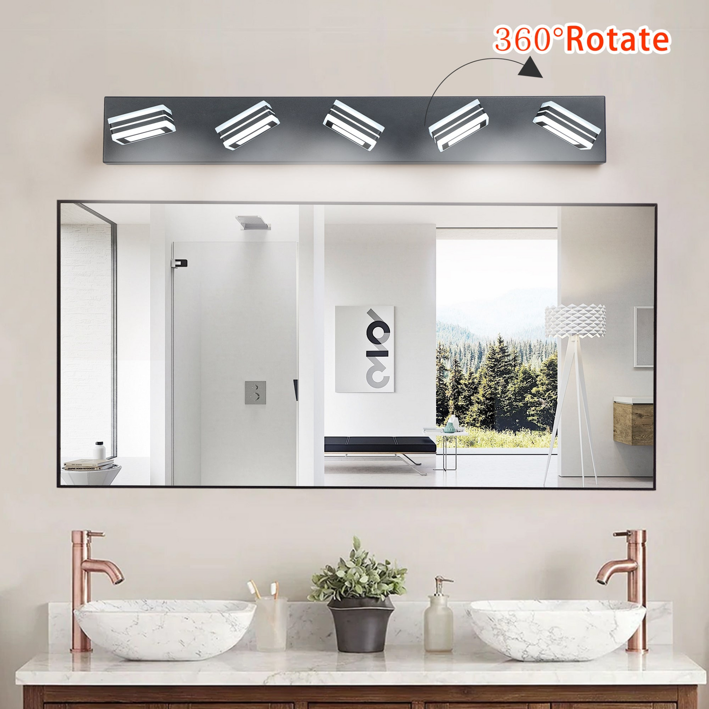 (Same as W134070915/L2004) LED Modern Black Vanity Lights, 5-Lights Acrylic Matte Black Bathroom Vanity Lights Over Mirror