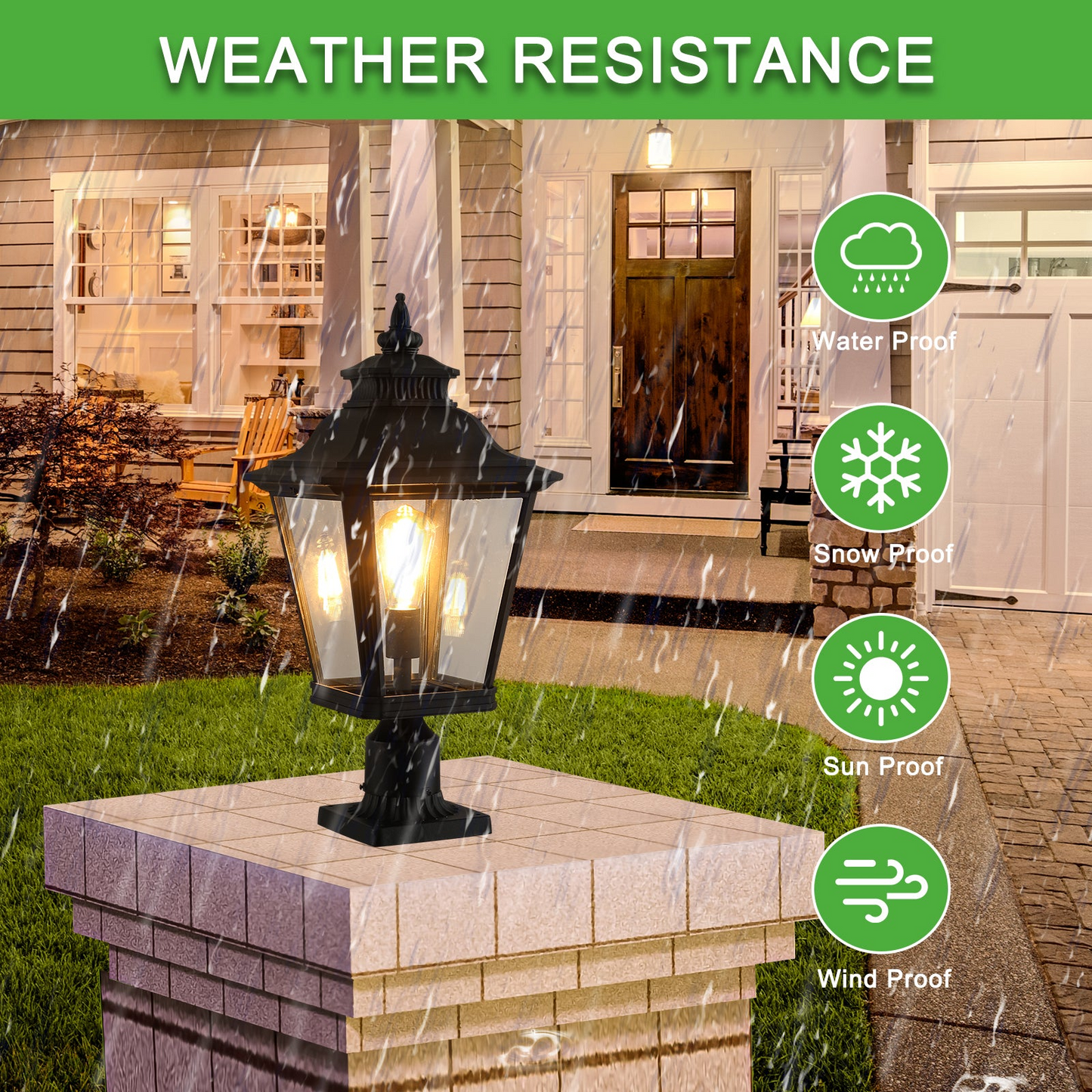 Outdoor Glass Column Headlights Supports multiple types of light bulbs (2pack)