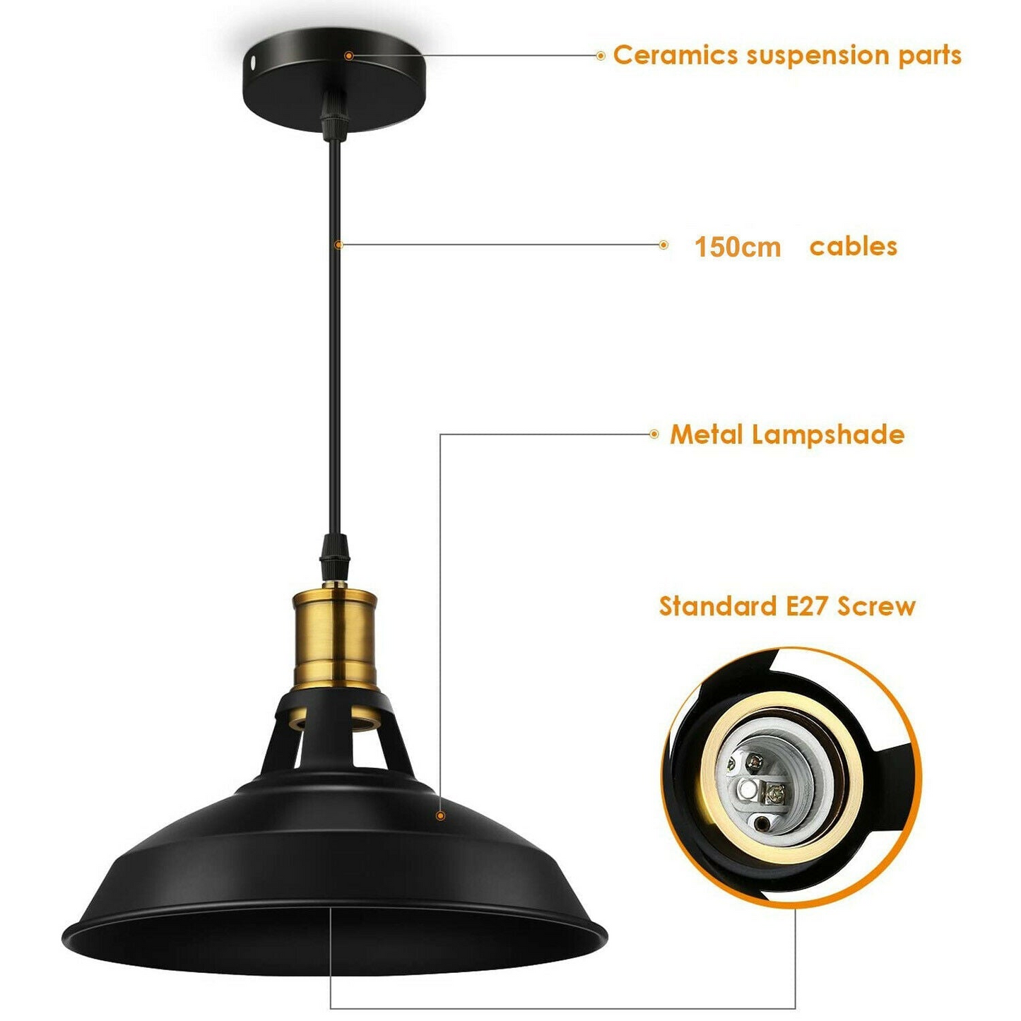 Living room & Dining room Black Pendant Light~3643